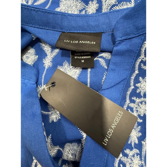 Women's Embroidered Cotton M Artsy Boho Summer Coastal Work Office Career Y2K‎ - Picture 8 of 11